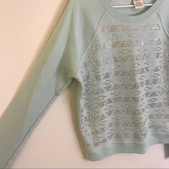 PINK Victoria's Secret Mint Aztec Tribal Sequin Pullover Crewneck Sweats… - Picture 6 of 11